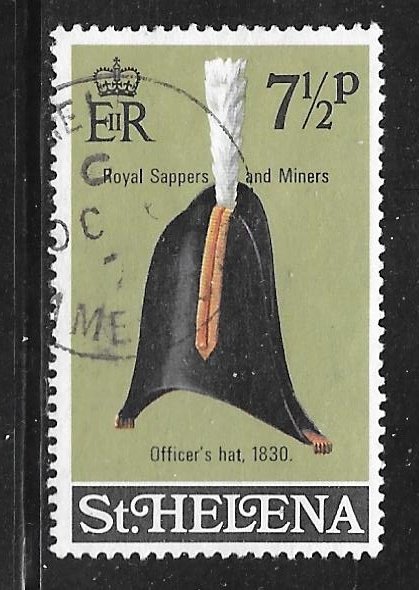 Saint Helena 275: 7.5p Royal Sappers and Miners Officer's hat, 1830, used, F-VF