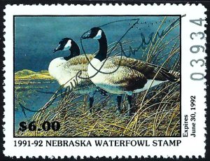 NE1 1991 Nebraska FIRST of State Duck Stamp-Artist Signed-OFFER?
