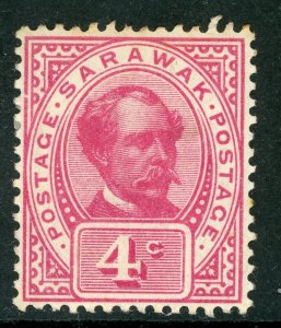 Sarawak 1908 Sir Charles Brooke 4¢ Carmine Sc #39 Mint X706 ⭐⭐⭐