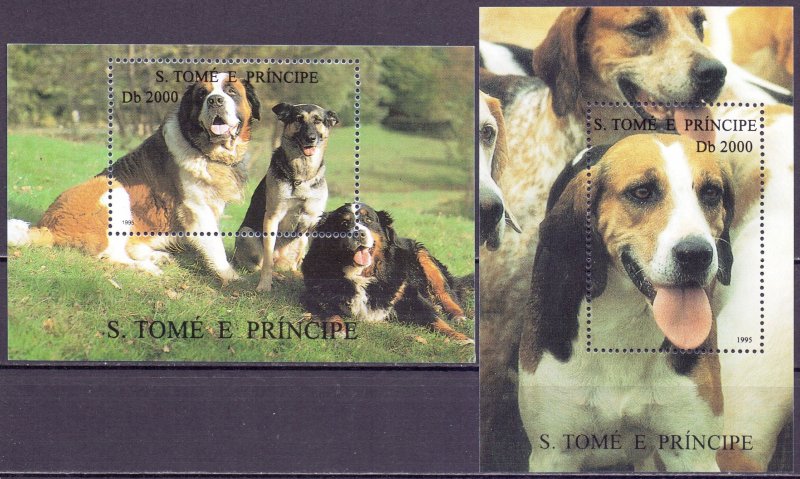 Sao Tome and Principe. 1995. 1548-56 bl327-328. Dogs. MNH.