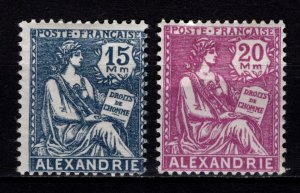 French PO in Alexandria 1927 altered key-type inscr 'Mm', Part Set [Unused]
