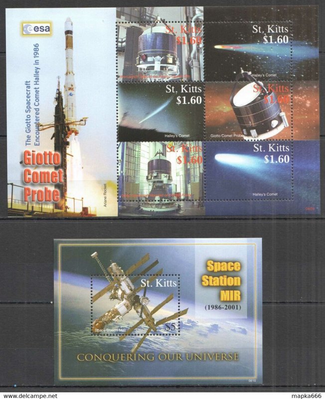 2006 St. Kitts Space Exploration Giotto Comet Probe Station Mir Bl+Kb ** Nw0496