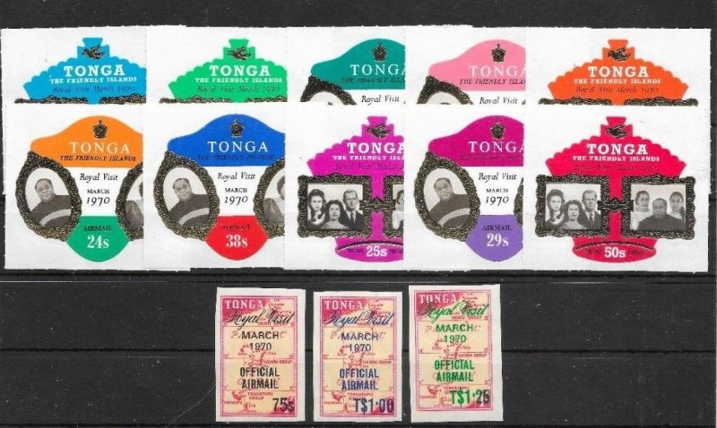 TONGA SG305/14+O39/41 1970 ROYAL VISIT SET+OFFICIALS MNH 