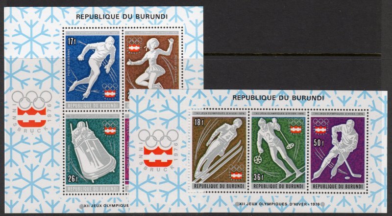 Burundi 1976 Sc#494a/C236a INNSBRUCK OLYMPIC GAMES 2 S/S Perforated MNH