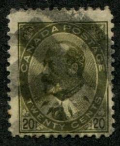 Canada SC# 94 (SG# 186)  Edward VII  20c, Canceled SCV $50.00