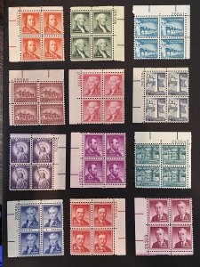 US Stamps SC# 1030-1053 - 1/2C to $5 - Plate Block - MNH  - SCV = 306.05