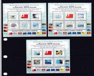 Tonga x 3 mini sheets MNH from 2014