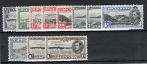 Ascension 1938-53 values to 1s + shades and perfs between SG 38b and 44a MLH/MH