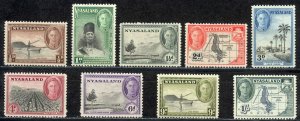 Nyasaland Protectorate Sc# 68-76 MNH 1945 ½p-1sh Definitives