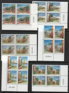 1991 Monaco Sc 1769-74 conifers MNH margin blocks of 4