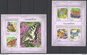 2017 Guinea Butterflies Flora & Fauna Flowers Insects #12171-4+Bl2730 ** Fd1268