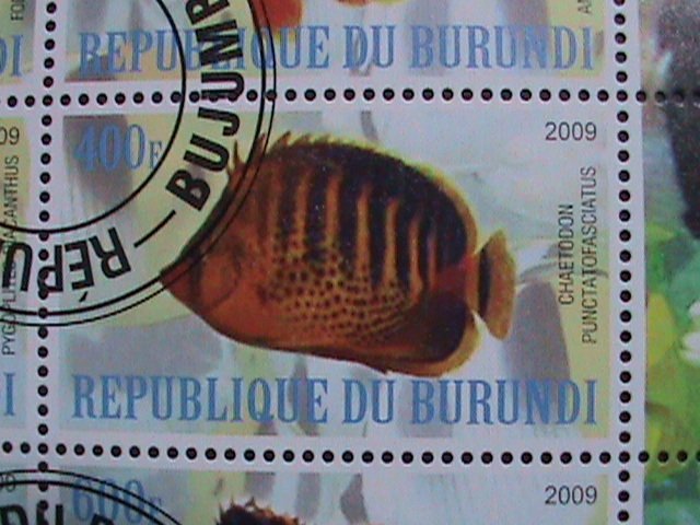 BURUNDI-2009- COLORFUL LOVELY BEAUTIFUL TROPICAL FISHES CTO SHEET VF-NO3