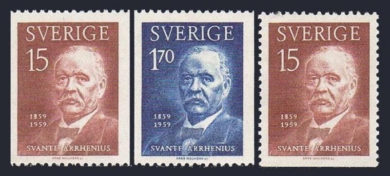 Sweden 547-549,MNH.Mi 453C-454C,453D. Svante Arrhenius,chemist & physicist,1959.