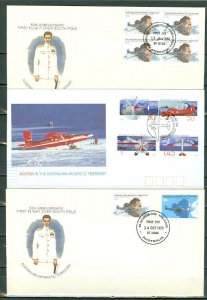 AUSTRALIAN ANTARCTIC TERR.  AVIATION LOT of (3) FDC...CACHETS