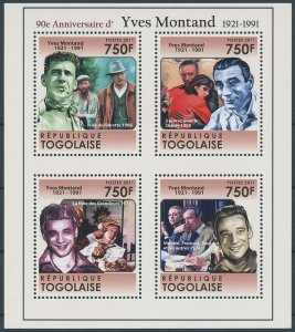 Togo 2011 MNH Famous People Stamps Yves Montand Actors Film Movies 4v M/S