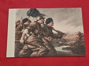 ITALIAN SOLDIERS BATTLE FIGHT MILITARY PROPAGANDA Postcard WW2 WWII Italy