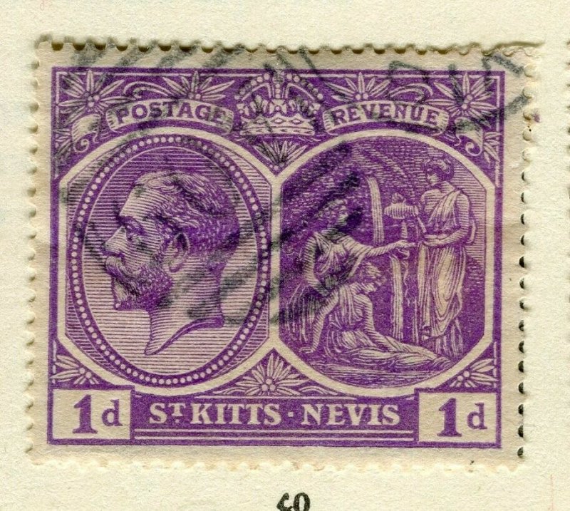 ST.KITTS; 1921 early GV issue fine used Columbus issue 1d. value