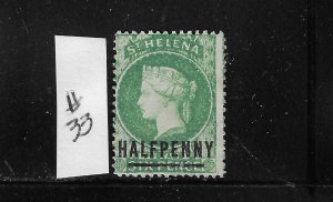 ST HELENA SCOTT #33 1884-94 1/2 ON 6P (GREEN) PERF 14- WMK 1- MINT NO GUM