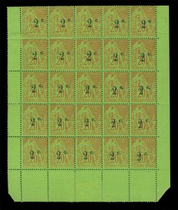 French Colonies - REUNION Island 1893  Surcharges Scott 53-54 mint MNH x25 block