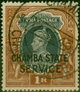 Chamba 1940 1R Grey & Red-Brown SG068 V.F.U Scarce