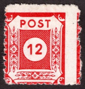 1945, Germany, East Saxony 12pf, MH, Rouletted, Mi 46Hb