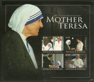 Antigua & Barbuda 2010 Mother Teresa of India Nobel Prize Winner Sc 3101 M/s MNH