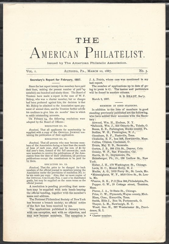 Doyle's_Stamps: APS Members' Delight- The American Philatelist Volume 1, No. 3