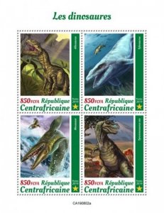 Central Africa - 2019 Dinosaurs on Stamps - 4 Stamp Sheet - CA190802a