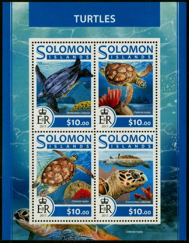 HERRICKSTAMP NEW ISSUES SOLOMON ISLANDS Sc.# 2298 Turtles Sheetlet of 4 Diff.