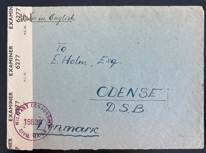 1946 England BAOR Displaced Person G Camp Censored Cover To Odense Denmark 