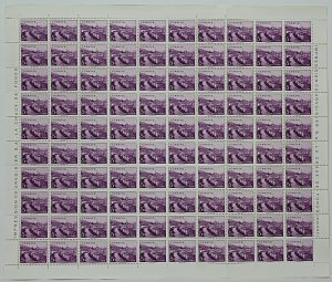 Turkey 1958 Turkish Towns 5k Violet Balikesir complete sheet of 100 Stamps