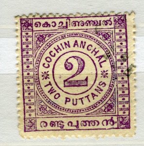 INDIA COCHIN; 1903 early classic Local Numeral issue used SHADE of 2p. value