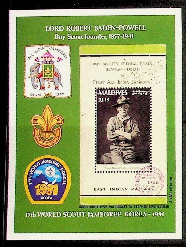 MALDIVE ISL. Sc 1597 NH SOUVENIR SHEET OF 1991 - SCOUTS - (SC1)
