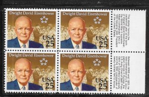 US# 2513 $.25 Eisenhower Margin Block of 4 (MNH) CV $3.60