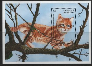 BARBUDA  1758  MNH,   KITTENS, BARBUDA MAIL SOUVENIR SHEET