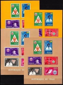 TOGO 1961 Scout Movement. 4 Souvenir Sheets Complete Collection, MNH