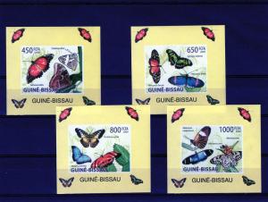 Guinea Bissau 2009 BUTTERFLIES (4) s/s Imperforated Mint (NH)