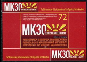 274 - NORTH MACEDONIA 2021- The 30th Anniversary of the Independence - MNH S/S