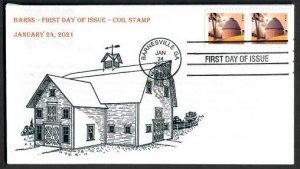 5553-36c FDC-Round Barn in Fall Coil Stamp-Wally Jr Cachet-21-C-101-FDOI