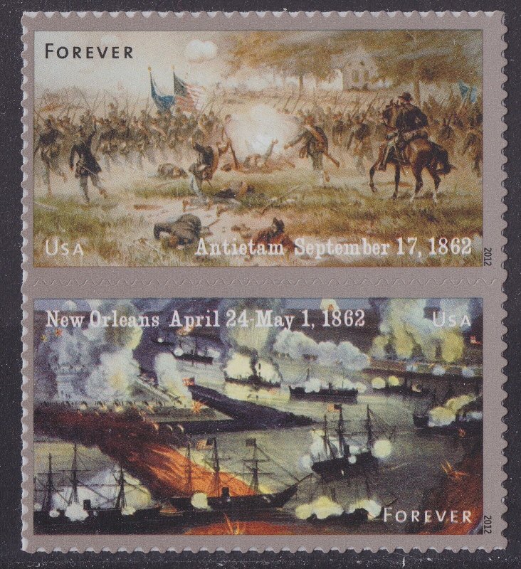 US 4664-4665 4665a Civil War 1862 forever vert pair B (2 stamps) MNH 2012