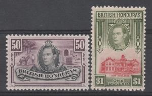 BRITISH HONDURAS 1938 KGVI PICTORIAL 50C AND $1