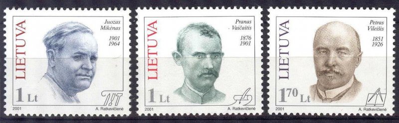 Lithuania 2001 Famous People Writers Politicians Sc.688/90 MNH