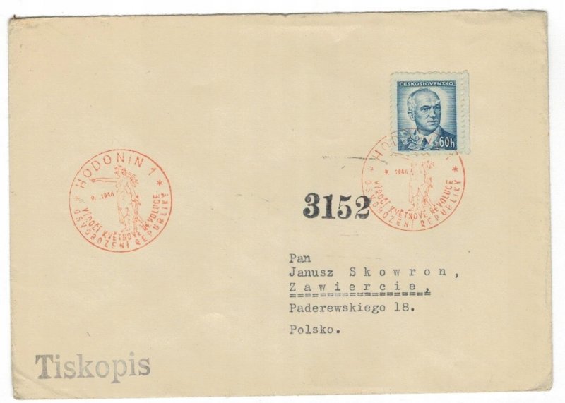 Czechoslovakia 1946 Censored Cover to Poland Cancellation Second World War II