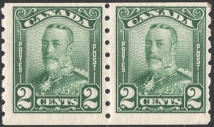 Canada SC#161 2¢ King George V Coil Pair (1929) MLH