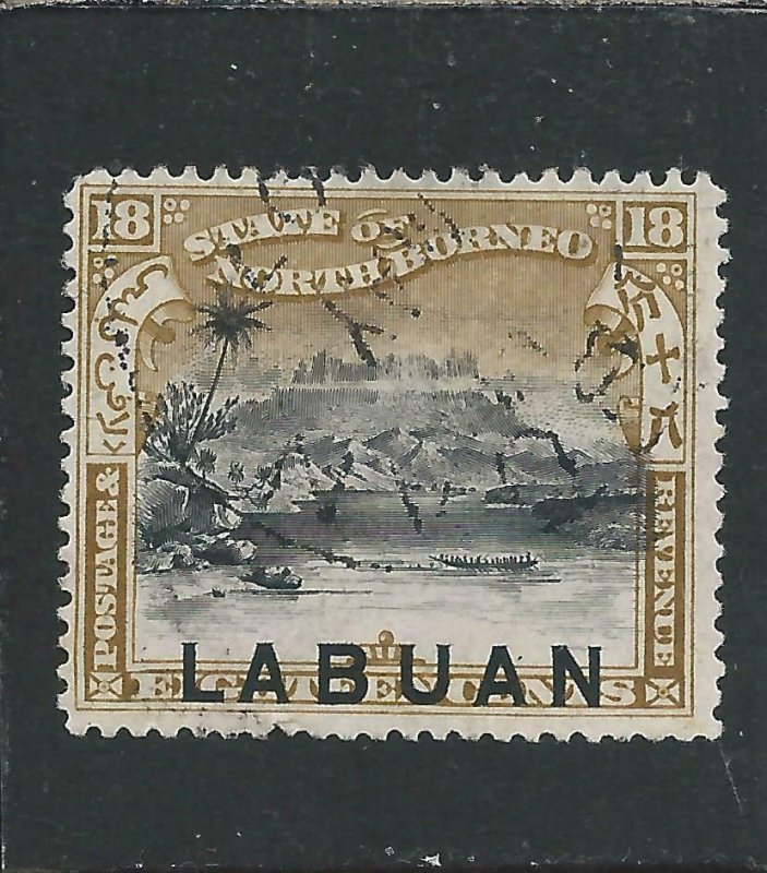 LABUAN 1897-1901 18c OLIVE-BISTRE FU SG 96 CAT £130