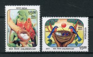 India 2018 MNH Children's Childrens Day Nest Parrots 2v Set Birds Stamps