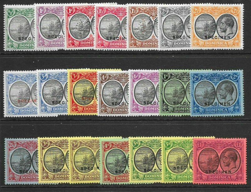 DOMINICA SG71s/91s 1923-33 DEFINITIVES SPECIMEN SET MTD MINT