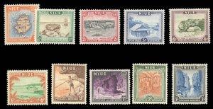 Niue #94-103 Cat$14.80, 1950 1/2p-3sh, complete set, never hinged