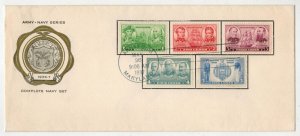 1937 ARMY NAVY SERIES 790-794 NAVY HEROES CMPLT ON LARGE RICE FDC CLEAN!