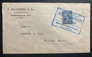 1927 Barranquilla Colombia Commercial Cover To St Gallen Switzerland Seal